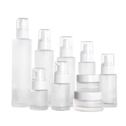 20ml 30ml 40ml 60ml 80ml 100 ml Frostat glaspumpflaska Refillerbar Cream Jar Lotion Spray Cosmetics Prov Förvaringsbehållare