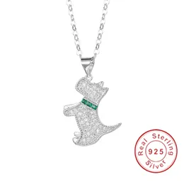 Brand Lovely dog Pendants Simulated Diamond Real 925 Sterling silver Wedding Pendant with Necklace for women Bridal jewelry girl gift