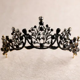 Diademi nuziali da sposa in cristallo nero barocco Copricapo per capelli Copricapo vintage 2019 Princess Pageant Crown Accessori per capelli da sposa