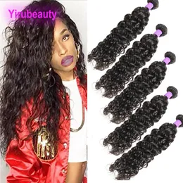 Malaysian Virgin Human Hair 5pieces/lot Bundles Water Wave 8A Unprocessed Mink Five Double Wefts Hair Extensions Wet And Wavy Curly