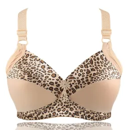 Women Underwear D E Big Size bra Slimgril Women's Sexy Health Leopard Bra Adjusted Wire Free Gathered Push Up 3/4 Cup Bras 0013