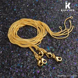 Kasanier 10st Classic 1.2mm guld ormkedja 16-30 inches för kvinnor mode smycken tröja kedja gul guld halsband fabrik pris
