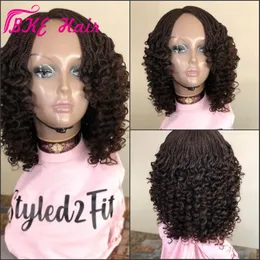 Full handtied blackdarkbrown Box Braids Wig With Baby Hair curly braided Synthetic Lace Front Wig Crochet braids hair For Woman4765179