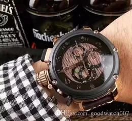 Мужские спортивные часы Высококачественный дайвер агент Любимый кварц Chrono Brand 4.7 Большой корпус Кожаный ремешок Движение Часы Мужские спортивные часы