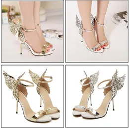 Hot Sale-Fantasy Butterfly Dress Shoes Super Star High Stiletto Heels Ankle Strap Pointed Toe Pumps Novelty Summer Sandals 11.5CM EU35 to 40