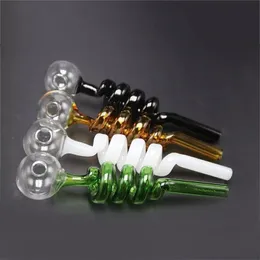 Oil Burner Glass Pipe Spiral Tube Colored Glass Pipe Bubbler Pyrex Oil Burner Pipes Smoking Hand Pipe