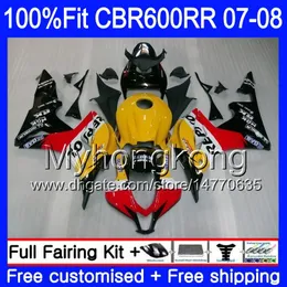 Injektion för Honda CBR600 RR 07 08 CBR 600F5 600 RR F5 07 08 283HM.58 CBR600F5 Repsol Orange Hot CBR 600RR CBR600RR 2007 2008 FAIRING KITS