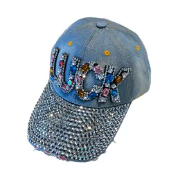 Moda di lusso con diamanti colorati Jeans Demin Cappelli Cappellini da baseball estivi per donna Cappello da sole da viaggio casual all'aperto