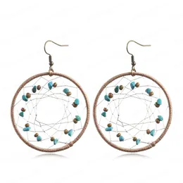 Hot Fashion Jewelry Women's Dream Catcher Earrings Drop Round Turquoise Mosaic Earrings