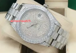 New arrived watch high quality Automatic men watch 41mm silver case diamond bezel and diamonds in middle of bracelet 4 Color dial watches