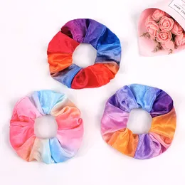 Scrunchie Stretch Headband Scrunchies Women Elastic Head Hair Bands Slipsar Flickor Rainbow Velvet Ponytail Hårband Tillbehör 50st 1014c