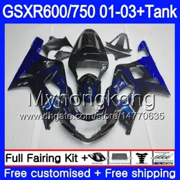 + Tank för SUZUKI GSX-R750 GSXR 750 600 K1 GSXR600 01 02 03 294HM.12 GSX R600 R750 GSXR-600 GSXR750 Blue Flames Light 2001 2002 2003 Fairings