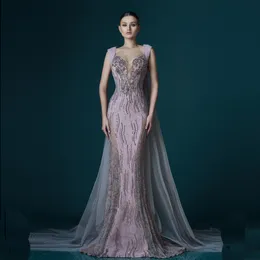 Stunning Beading Lilac Lace Mermaid Evening Prom Dresses with Long Cloak Women Prom Event Maxi Gown Custom Made Hand Made Dress Long Gown