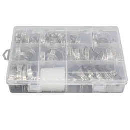 1 Box of 60 PCS Mixed Charging Pipe Hose Hoop Clip 304 Stainless Steel Hose Clip 8-38mm Series Combination Assembly