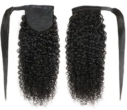 Hot voluminous water wave jerry curl human ponytail for black women hairpiece wraps pony tail hair extension clip in drawstring diva11 160g natural color dyeable