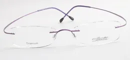الجملة-الجملة-الفاخرة-العلامة التجارية صورة ظلية التيتانيوم بدون إطار نظارات بصرية بدون برغي prescriplasses مع Bax شحن مجاني