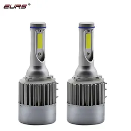 EURS 2PCS Canbus H15 LED Car Headlight Hi/Low Beam 12V 8000LM 6500K Lamp C6 LED Auto headlamp Bulb COB Chips Car Styling