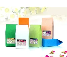 8*5*15.5cm Embossing Kraft Paper tea Packaging Bag With Clear Window,retail Plastic window box For Food,Standing Up Paper bag