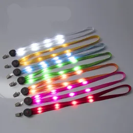 LED Light Up Lanyard Key Chain ID Keys Holder 3 Modes Flashing Hanging Rope Light strip lanyard led light certificate lanyard 7 color