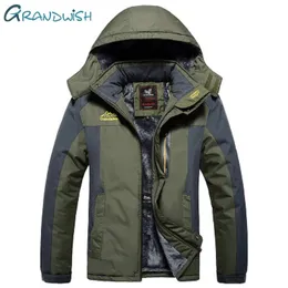 Grandwish New Winter Fleece Militär Jackor Män Vindskydd Vattentät Outwear Parka Jacket Mens Plus Storlek 9XL Overcoat, ZA037