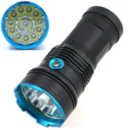 Sıcak Güçlü 10000 Lümen XM-L T6 LED El Feneri Su Geçirmez 12 LEDs 3 Modları Torch Taşınabilir Fener Flaş Işık