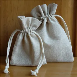 Paquete de 50 bolsas de cordón de lino de algodón 10x15 / 4 "x 6" bolsas de navidad saco de caramelo Favor de bodas Favor de bolso Joyas Packaging Bolsa