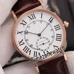 Ny 40mm Rotond W1550751 Rose Gold White Dial Roma Mark Automatic Mens Watch Brown Leather Strap Sport Klockor för TimeZoneWatch E11B2