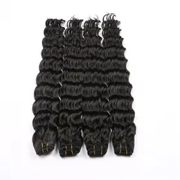Deep Wave Hair Weave Natural Color 3 eller 4 Bundles aff￤rer 100% Mongolian Human Curly Weaving Remy Hair Extensions