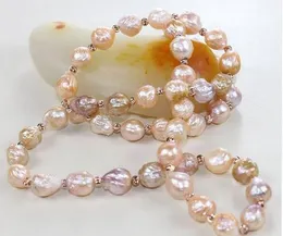 Env> gratis hermosa 20-25mm Barroco Multicolor Collar de Perlas 24 Pulgadas 925 s