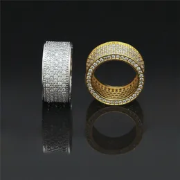 Ice Out Gold Plated Rings For Men Fashion Bling Hiphop Jewelry Pop Hip Hop Zircon Ring Lover Gift