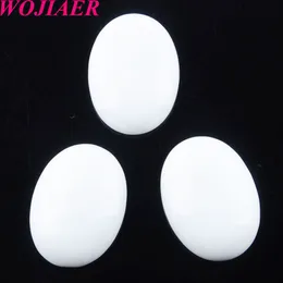 WOJIAER Natural White Jade GemStone Beads Oval Cabochon CAB No Hole 22x30x7MM For Earrings Making Jewelry Accessories U8109