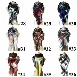 Fashion-40 färger Kvinnor Plaid Scarves Grid Tassel Wrap Oversized Check Shawl Winter Neckerchief Latriangle Blanket Scarf CCA11218 10PCS