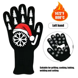 500 по Цельсию Жаростойкие перчатки Большой рук кухонные перчатки для барбекю с подогревом Жаростойкие Многоцелевой Cooking Перчатки Рождество