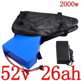 48V 500W 750W 1000W 1500W 2000W 모터를위한 52V 리튬 Ebike 배터리 14S 13Ah 15AH 18AH 20AH 22Ah 25AH 전기 자전거