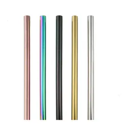 12*215mm High Quality Reusable Straight Metal Drinking Straws 304 Stainless Steel Drinks Straw Milkshake Pearl milk tea bar-type Straws