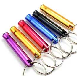 Mini Aluminum Whistle Dogs For Training With Keychain Key Ring Outdoor Survival Emergency Exploring Free shipping