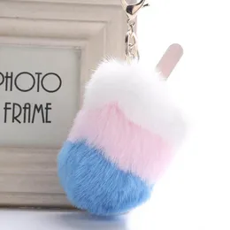 7 estilos criativos do gelado chaveiros Plush Pele Chaveiros Pompom chave Chaveiros suporte para Mulheres Presente de Natal Accessorices