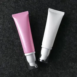 50g 50ml White Pink PE Plastic Soft Tubes Empty Squeeze Refillable Cosmetic BB Cream Emulsion Lotion Packaging Containers DHL free