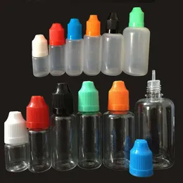 5ml 10ml 15ml 20 ml 30 ml PE PE Plastikowa butelka kroplomierza z czapką z dziećmi Cap E Butelki płynne Długa cienka końcówka Puste butelki