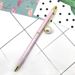 Big Pearl Pen Queen Scepter Ballpoint Pen Metal Pearl Pens Wedding Office School Writing Supplies Advertising Signature Pen Gift 100