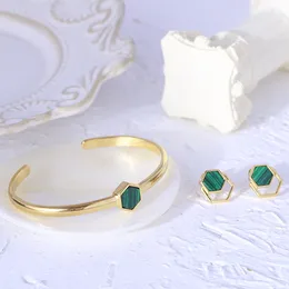 Fashion-Ny Ankomst Toppkvalitet Stud Örhängen med 1,4 cm Rhombus Malachite för kvinnor Smycken Bröllopspresent PS6732