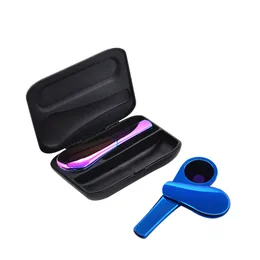 Fashionable Metal Hand Pipe Scoop Shape with Magnetic Cover Zinc Alloy Spoon Laddle Herb Cigar 97MM Gift Box