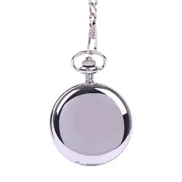 Retro Double Face Smooth silver Roman Numerals Mechanical Pocket Watch Pendant With Chain Quartz Unisex Best Gift