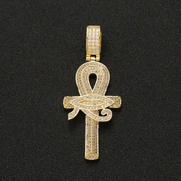 Neuankömmlinge ägyptische Ankh Schlüssel des Lebens Anhänger Halskette mit Seilkette Hip Hop Sier Gold als Geschenke Soziale Versammlungen