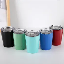 8 colori 9 once Tazza da latte per bambini Tazza in acciaio inossidabile Tazza da vino senza stelo Bicchiere da auto con coperchi e attrezzatura per l'idratazione della cannuccia CCA11283 25 pezzi