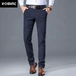 Vomint Ny högkvalitativ mäns elastiska avslappnade byxor Mens affärsklänning Slim Jogger sträcker lång byxa manlig kostym pantsmx190902