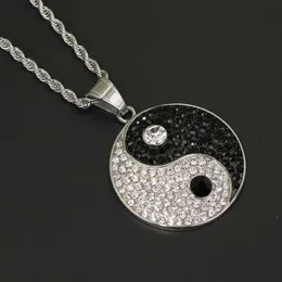 Fashion-chi diamantes pingente colares para homens mulheres luxo chinês tai ji pingants aço inoxidável yin e yang símbolos colar presentes