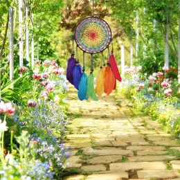 El yapımı Dreamcatcher Rüzgar Çanları 7 Gökkuşağı Renk Tüy Rüya Yakalayıcılar Hediyeler Düğün Ev Dekorasyonu Süsler Asmak Için Dekorasyon