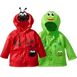 Girls Raincoat Toddler Hooded Frog Ladybug Flower Dinosaur Pattern Waterproof Coat For Girls And Boys Children Kids Outwear KNIXn