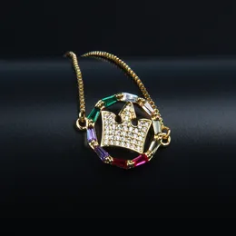 Новый браслет Rainbow Cz Crown Bracelet Женщины красочные радужные золотые браслеты CZ Bracelets Hearlable Steal Gired 257t